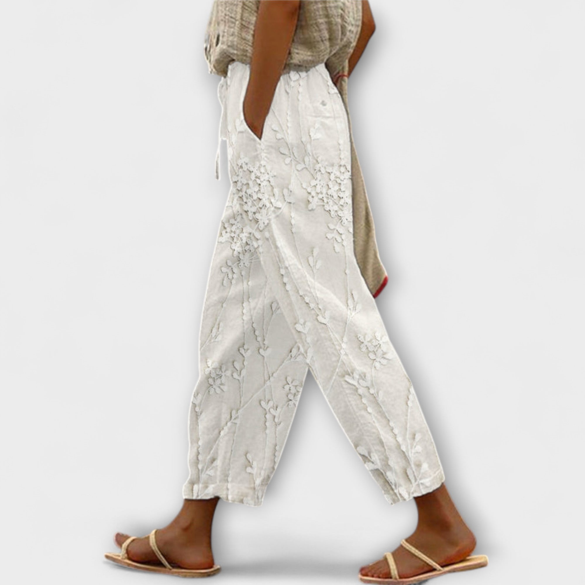 Zoey - Printed Pants with Grape Leaf Pattern