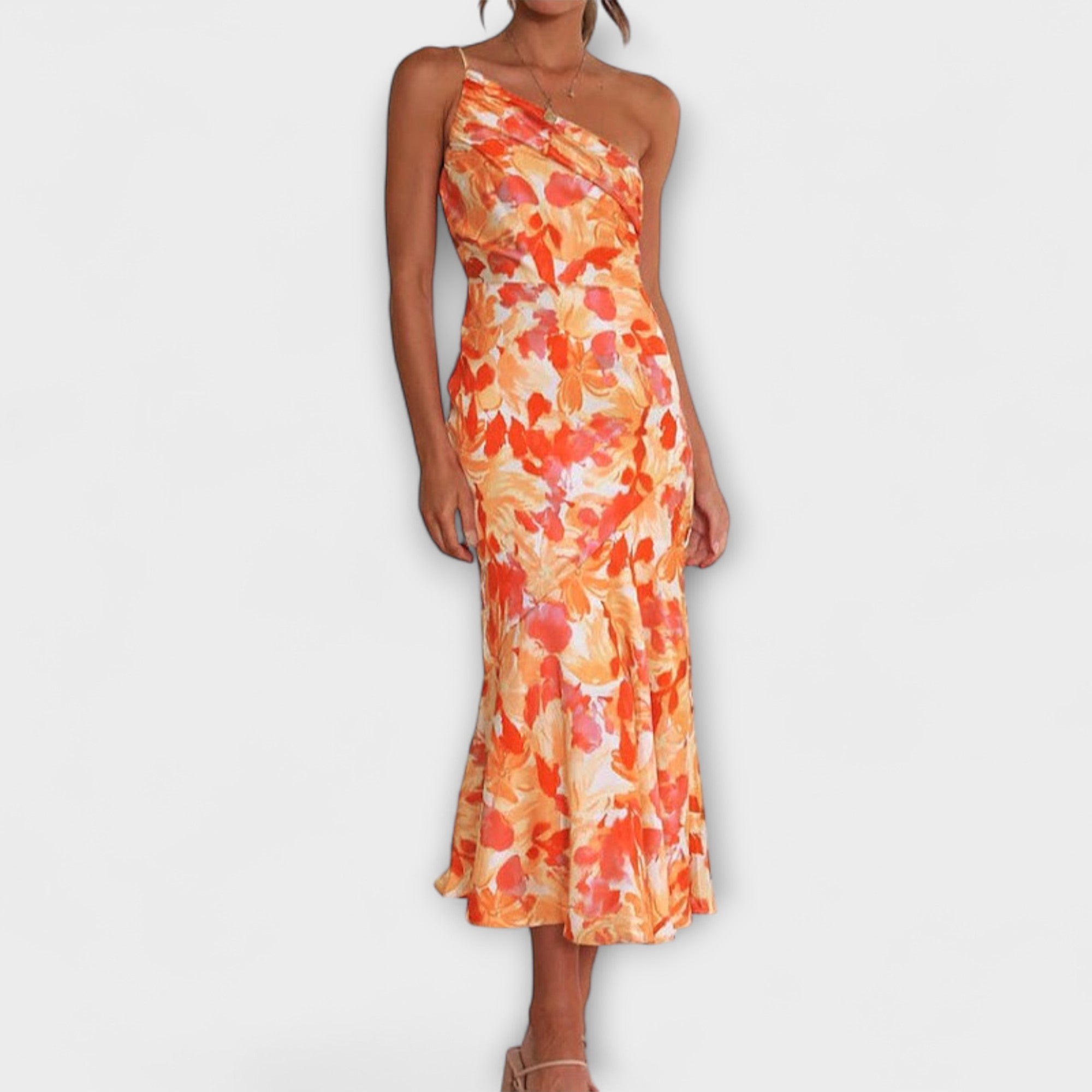 Tabea - Asymmetrical Floral Pattern Dress