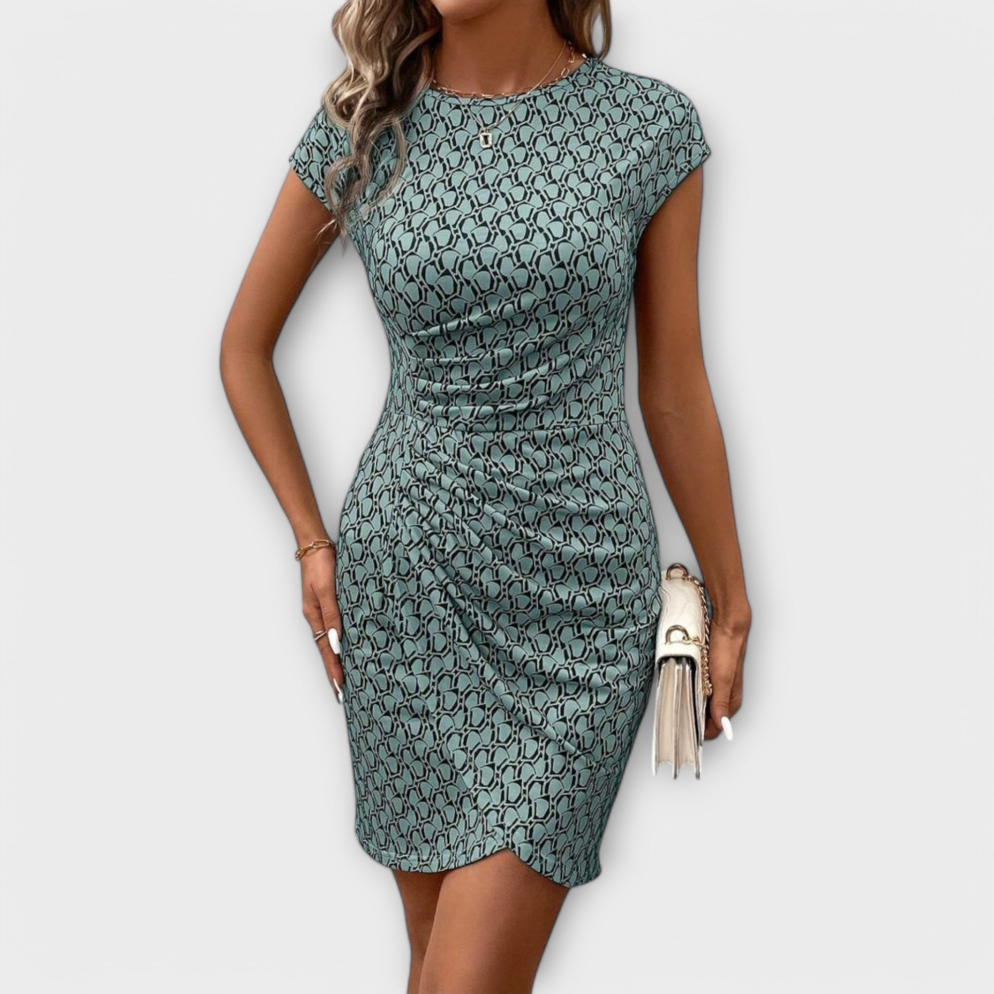 Emma - Short Sleeve Tulip Dress with Allover Print