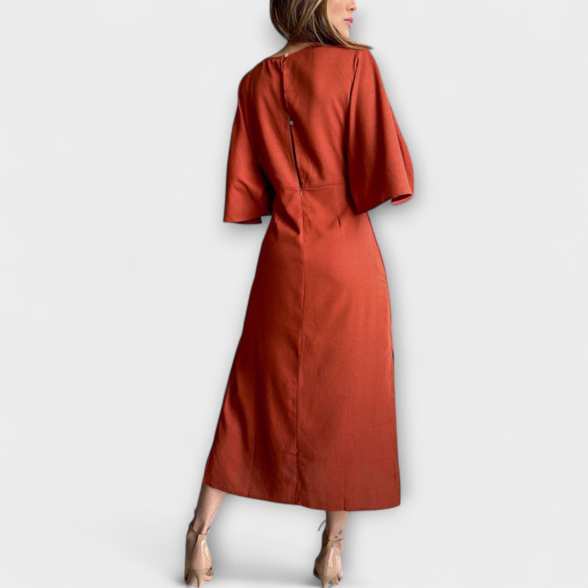 Holly - Casual Dress with V-Neck and Tie