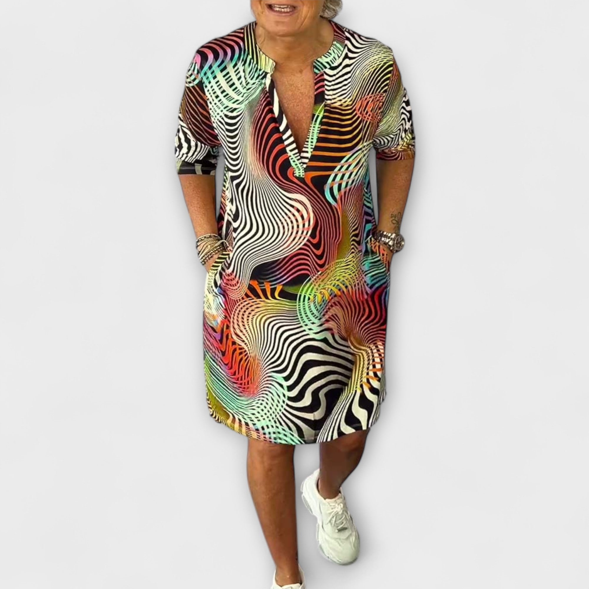 Liora - Colorful V-Neck Dress