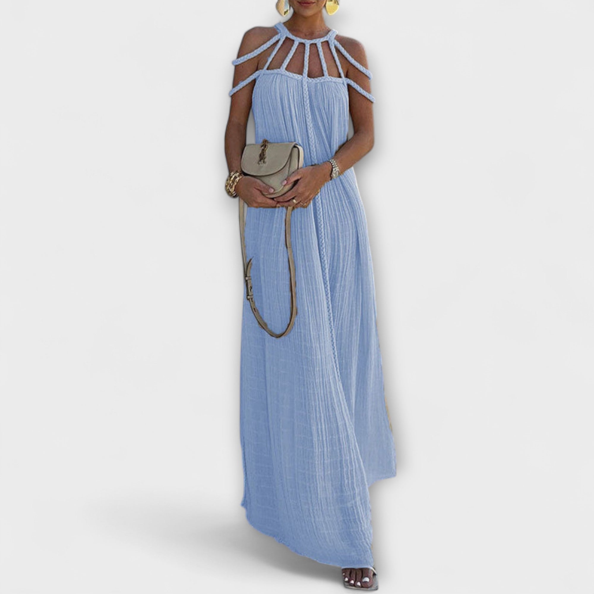 Briar - A Stylish Maxi Dress Made of Blended Fabric with Draped Straps