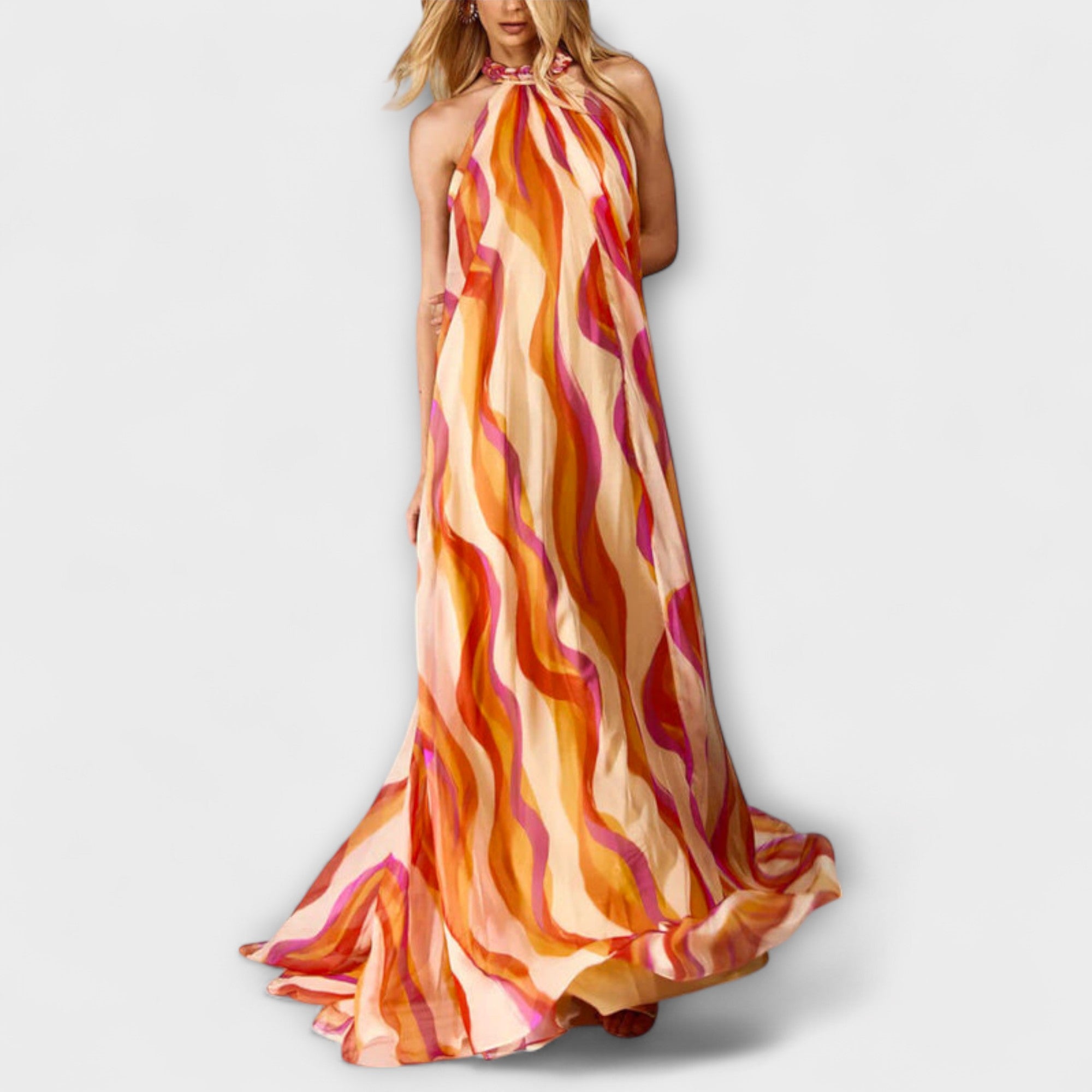Rumi - Stylish Woven Maxi Dress with Wave Pattern
