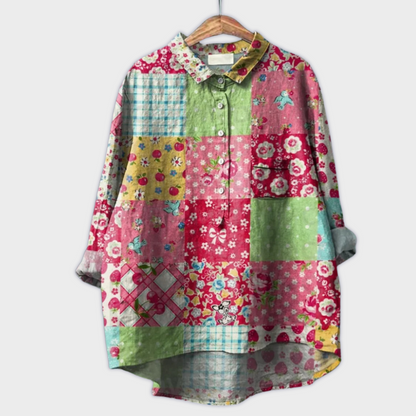 Magdalena - Handmade Women's Blouse with Floral Pattern