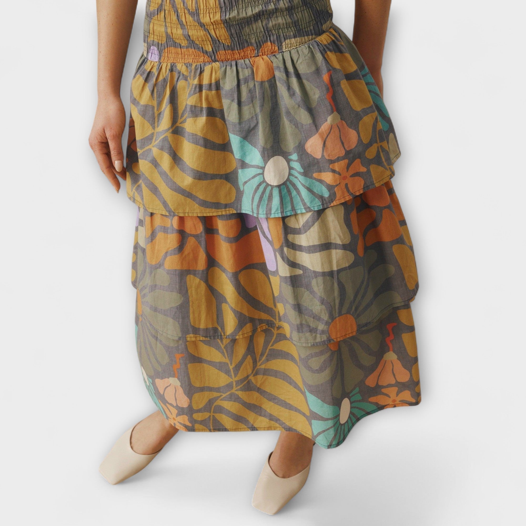 Colorful Botanical Midi Dress