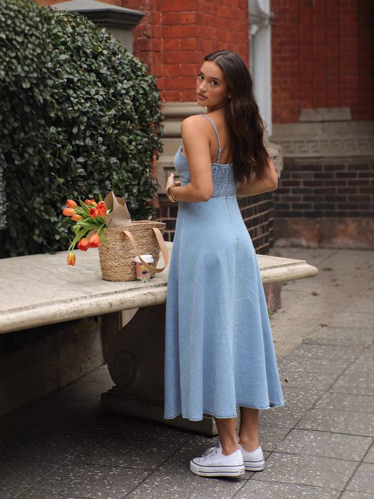 Lux - Denim Blue Strapless Dress