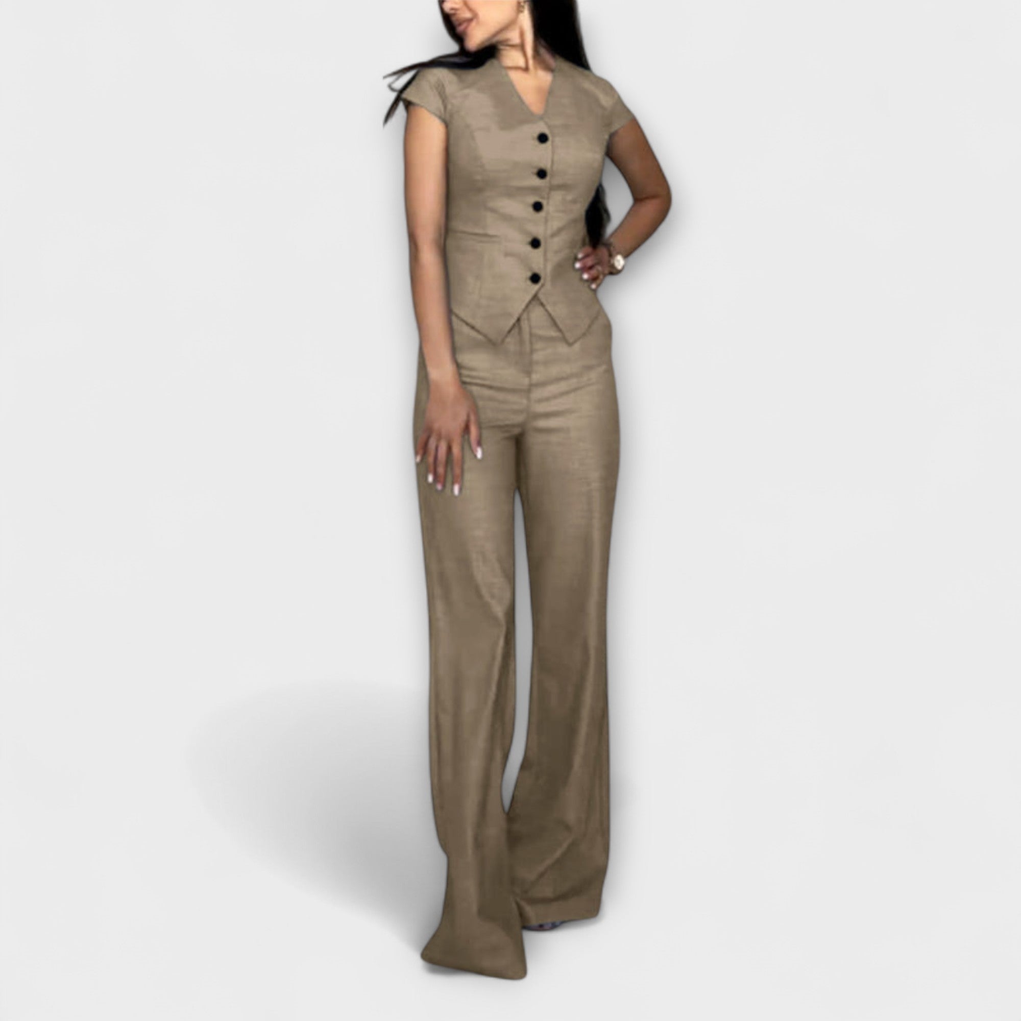 Ivy - Stylish V-Neck Top and Pants Set