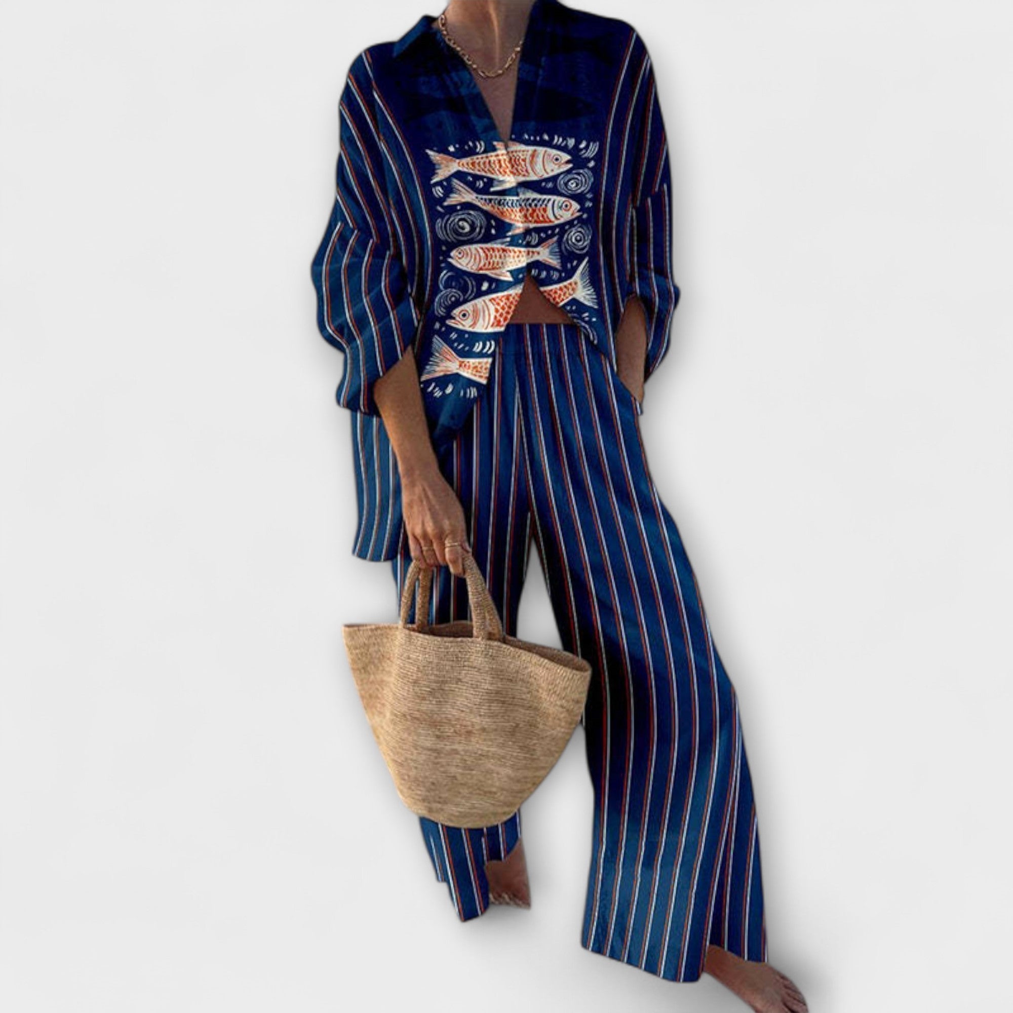 Zairine - Set with Koi Pattern in Blue