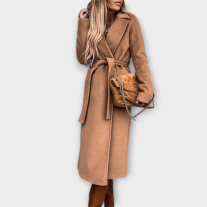 Eliza - Stylish Long Coat with Tie Belt