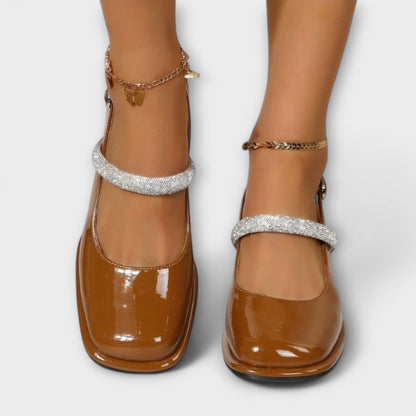 Celandra - Mary Janes with Glitter Straps and Block Heel