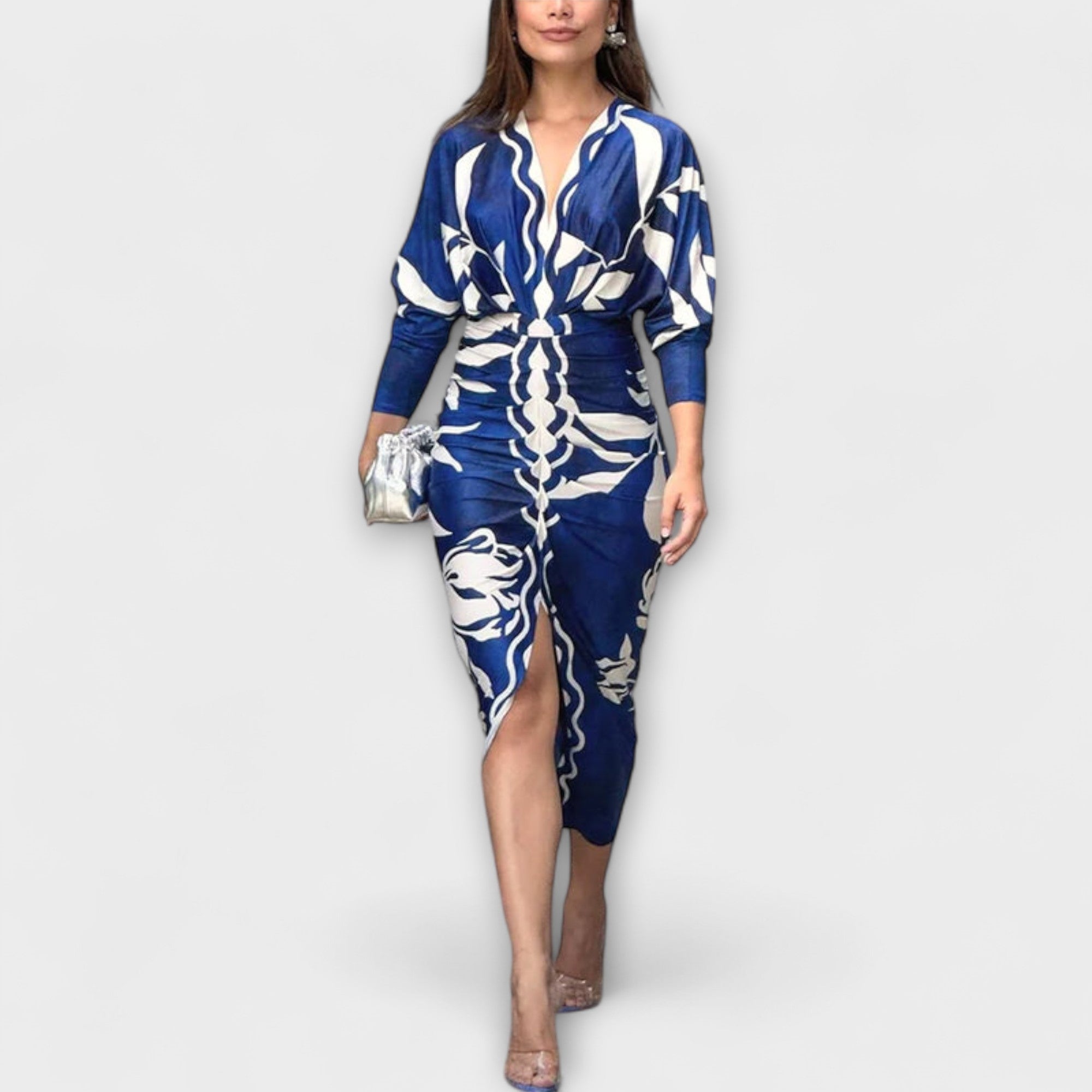 Cleo - Unique Dolman Midi Dress with Brazilian Print