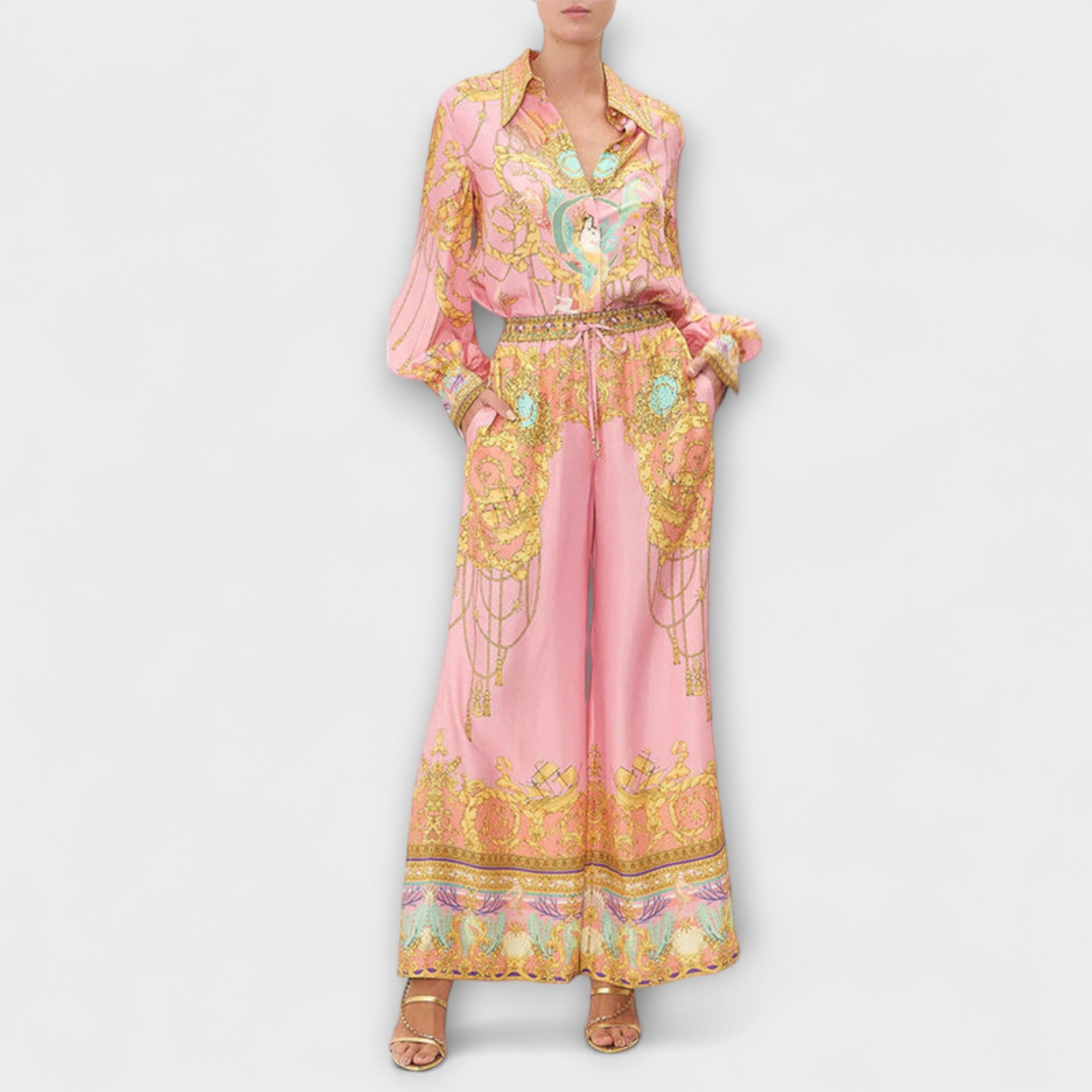 Sage - Mermaid Relaxed Shirt and Elastic Waist Pants Set