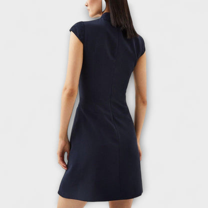 Elowen - Military-Inspired Patchwork Mini Dress with High Collar